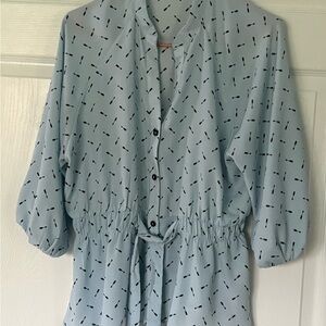 Sweet Rain Light Blue Patterned Top